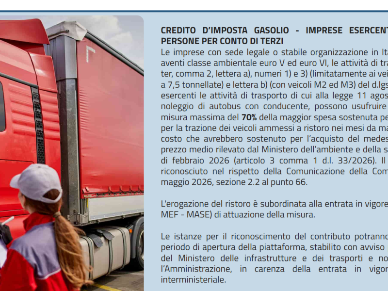 Caro-gasolio: il MIT proroga l’apertura della piattaforma per l’inserimento delle domande del credito di imposta straordinario a domenica 20 settembre 2026